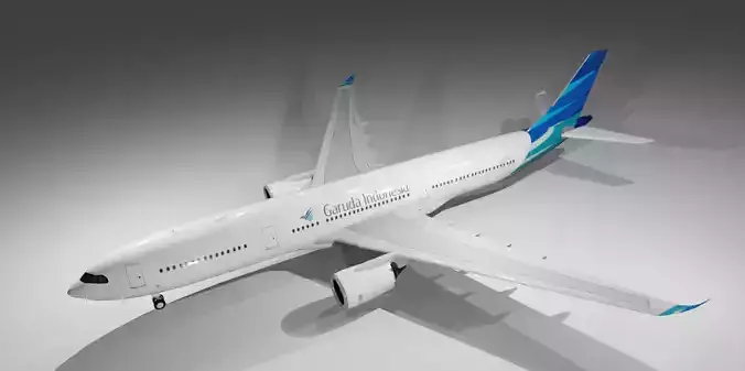 Garuda Indonesia airbus a330-900neo model  with cockpit Low-poly 3D model