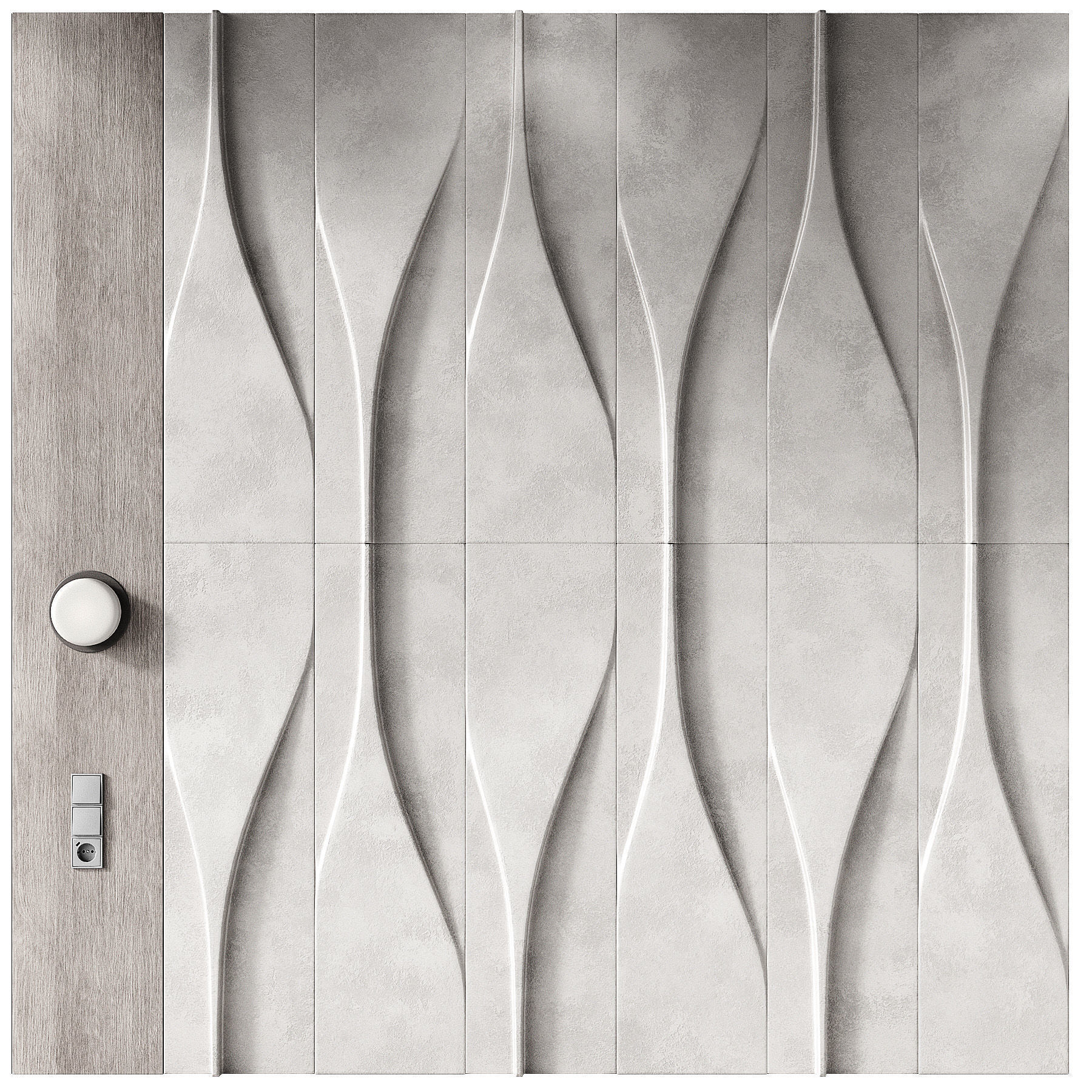 Wall decorative composition Modern panelling 3D model_2