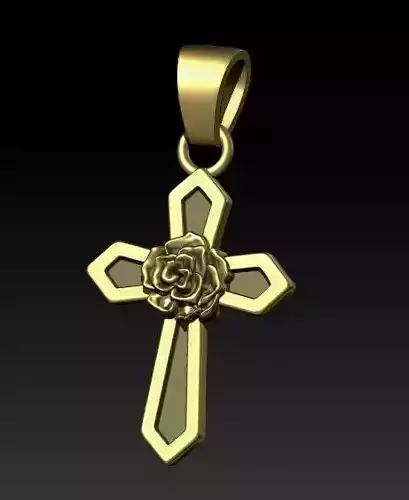 ROSE CROSS PENDANT 3D print model