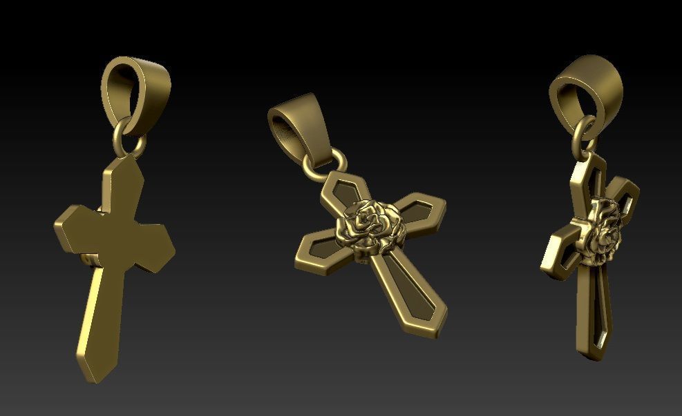 ROSE CROSS PENDANT 3D print model_2