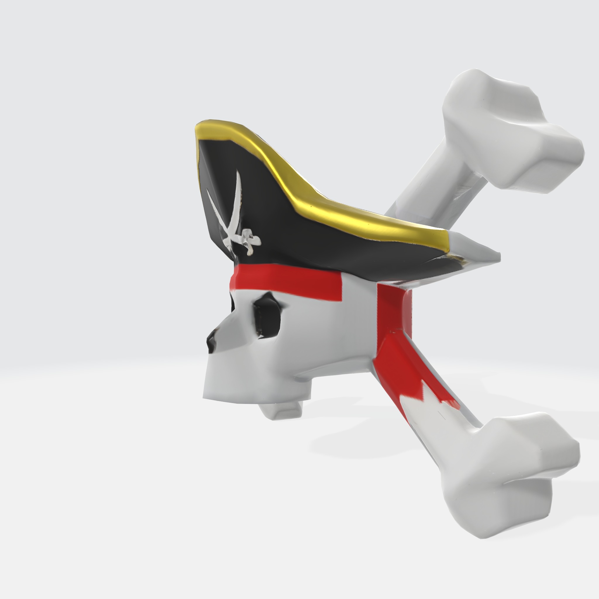 Pirate skull with crossbones 3D model_1