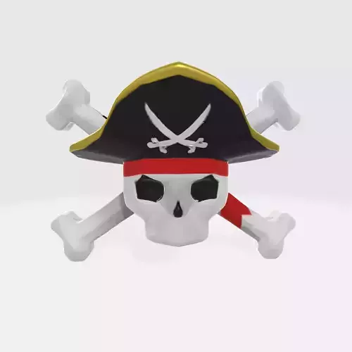 Pirate skull with crossbones 3D model