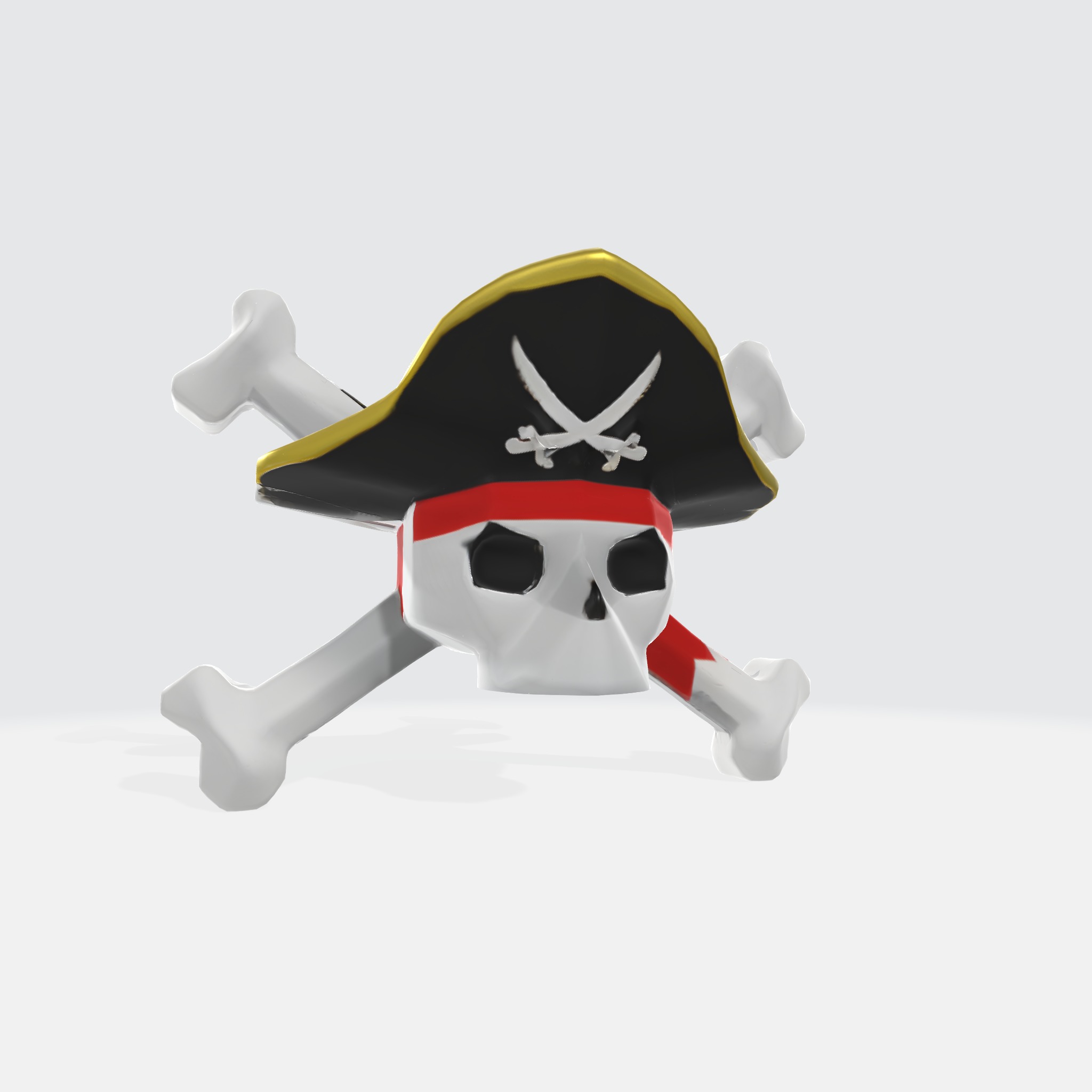 Pirate skull with crossbones 3D model_3