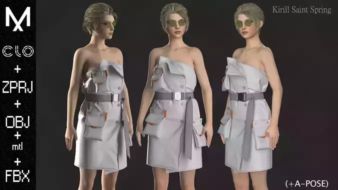 New Outfit Female Marvelous designer Clo3d OBJ mtl FBX ZPRJ