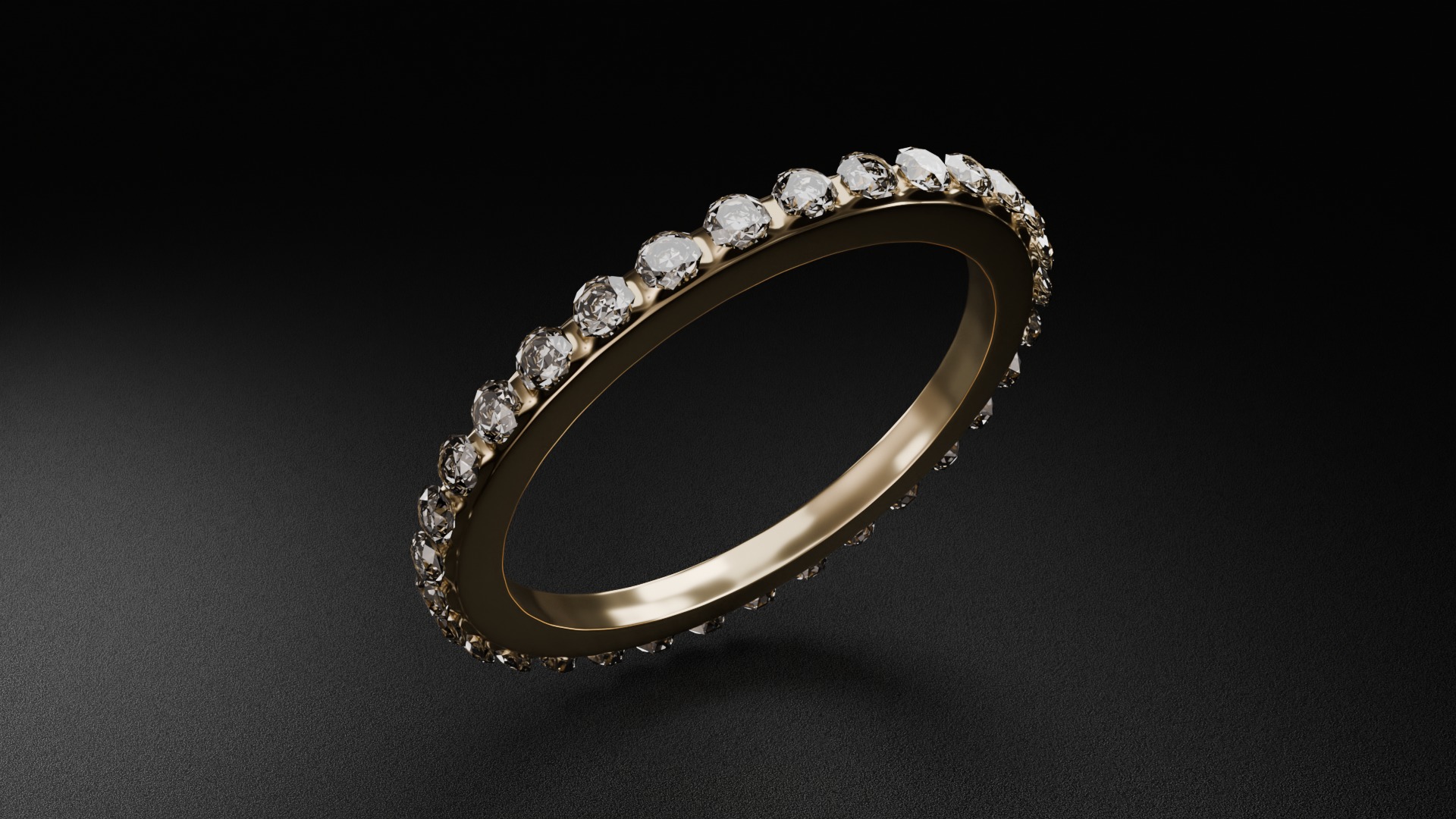 Platinum and Golden Diamond Ring 3D model_9