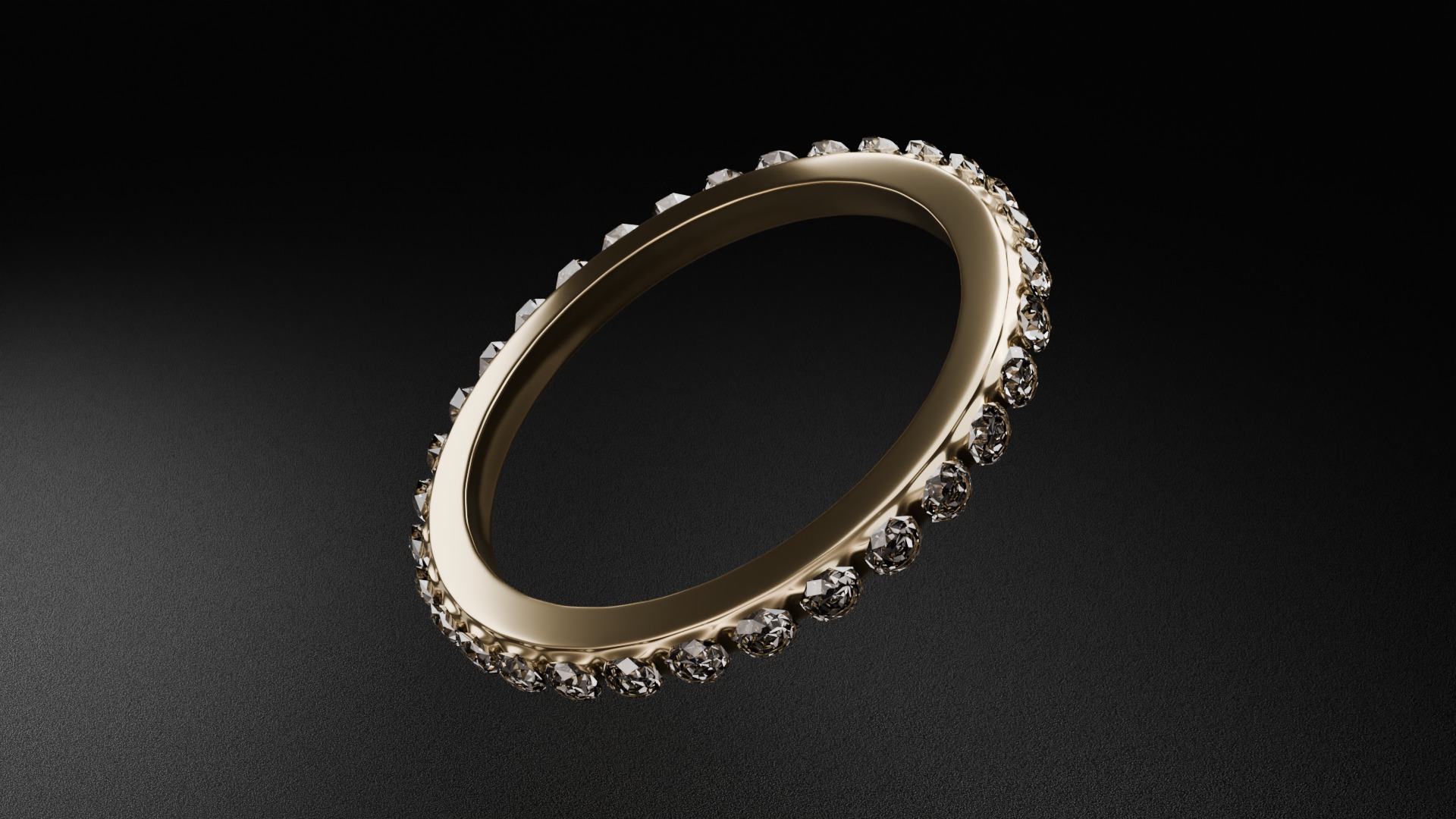 Platinum and Golden Diamond Ring 3D model_8
