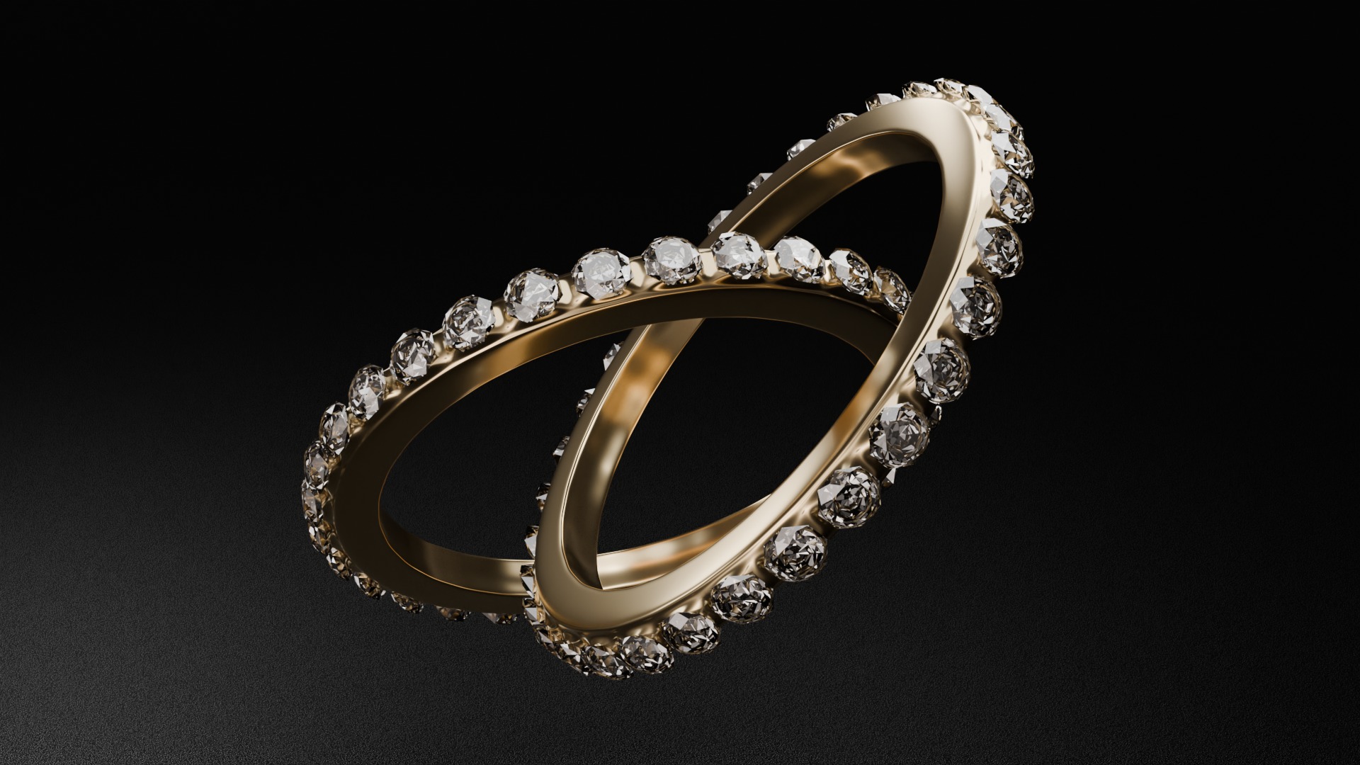 Platinum and Golden Diamond Ring 3D model_10