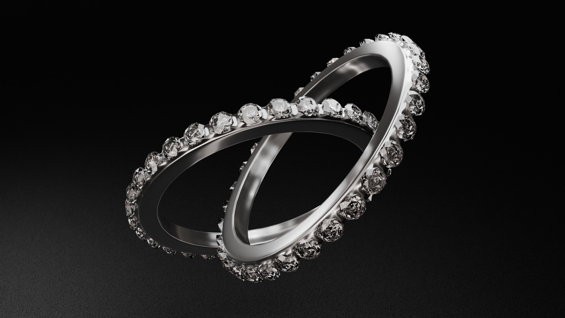 Platinum and Golden Diamond Ring 3D model_11