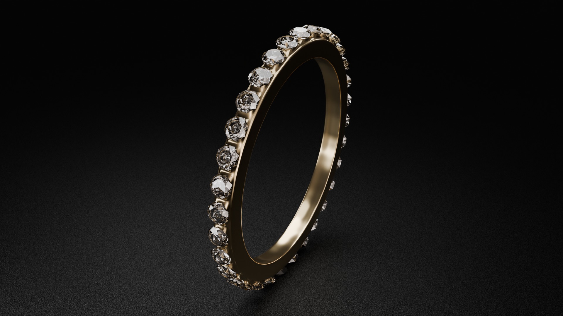 Platinum and Golden Diamond Ring 3D model_7