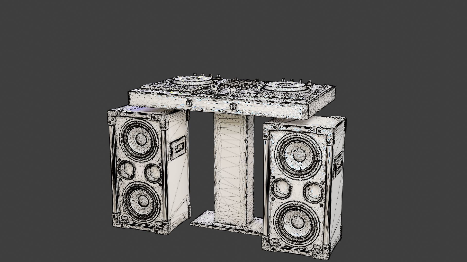 Speakers and mixing Desk for DJ 3D print model_12