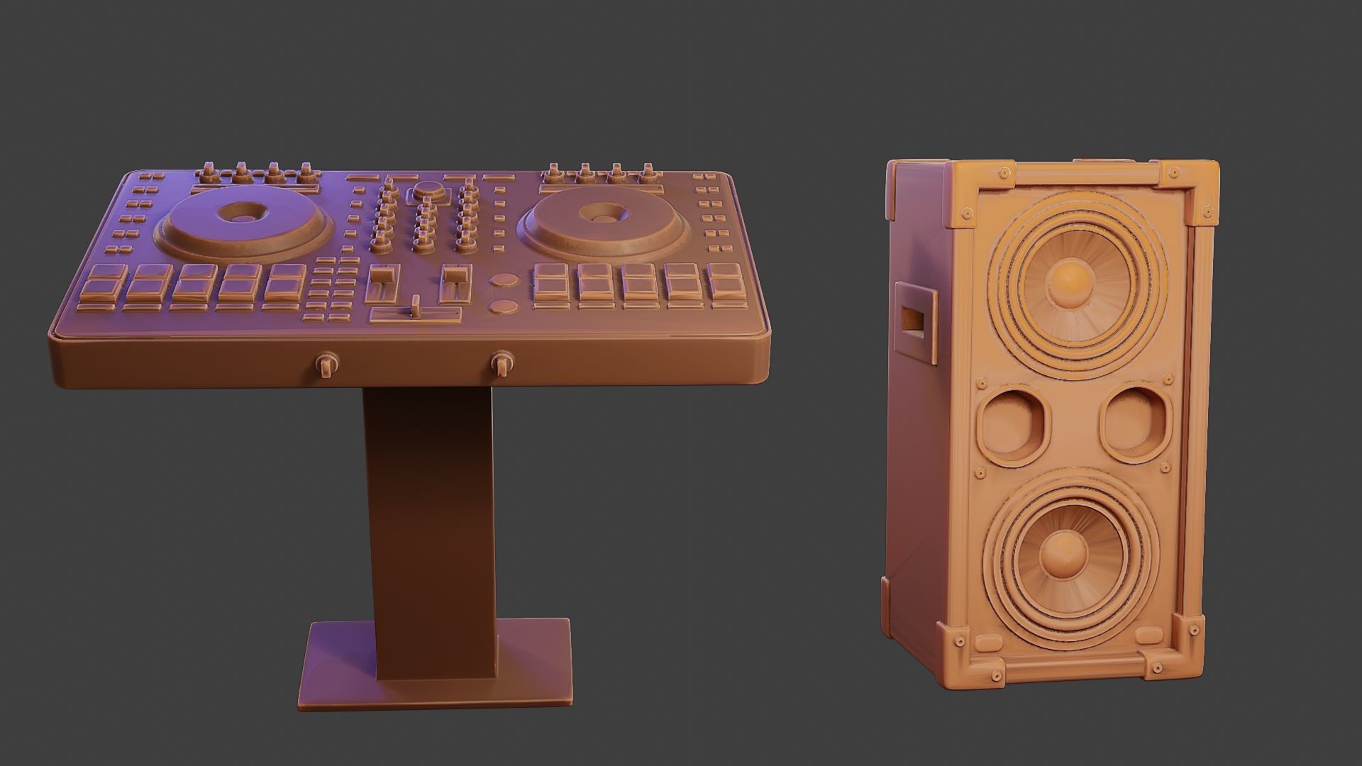 Speakers and mixing Desk for DJ 3D print model_0