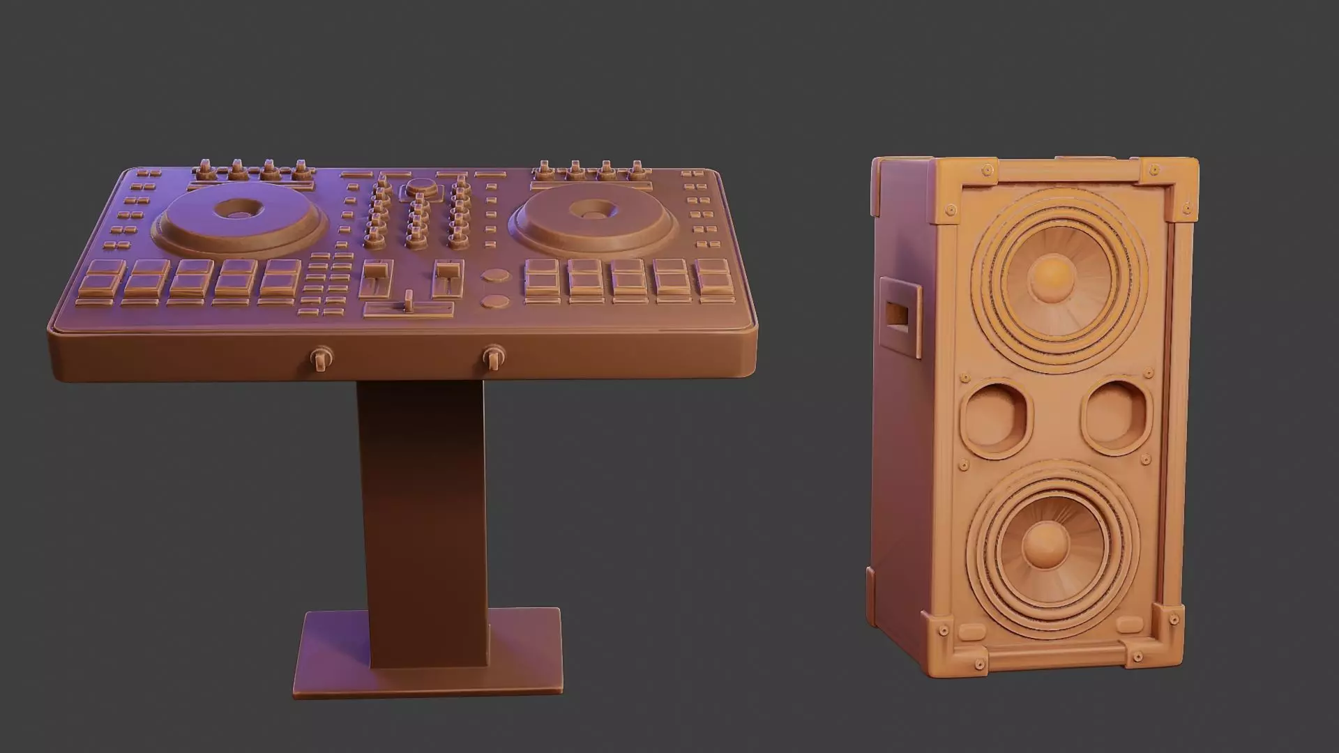 Speakers and mixing Desk for DJ 3D print model