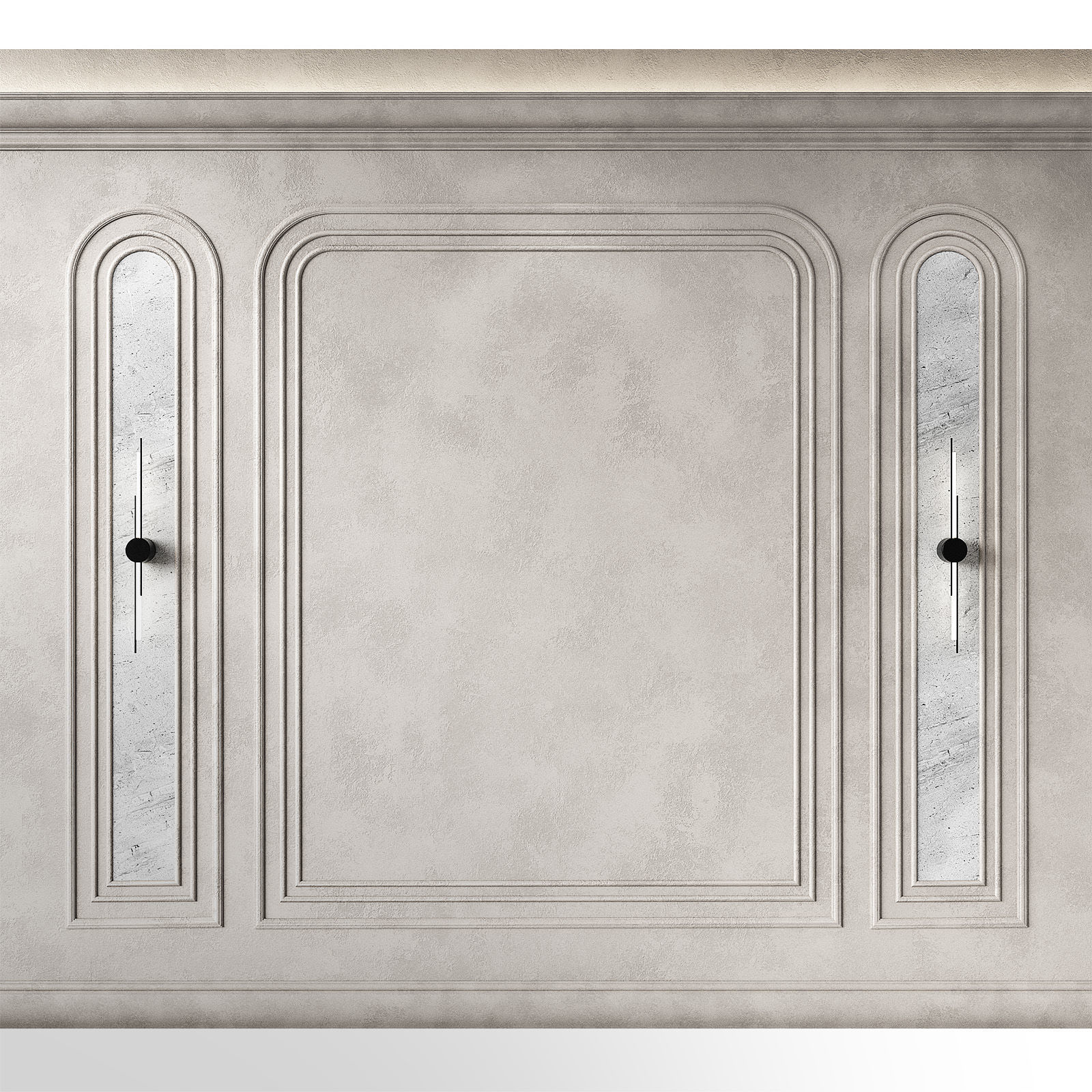 Wall decor kit with moldings Half-round stucco arches 3D model_1