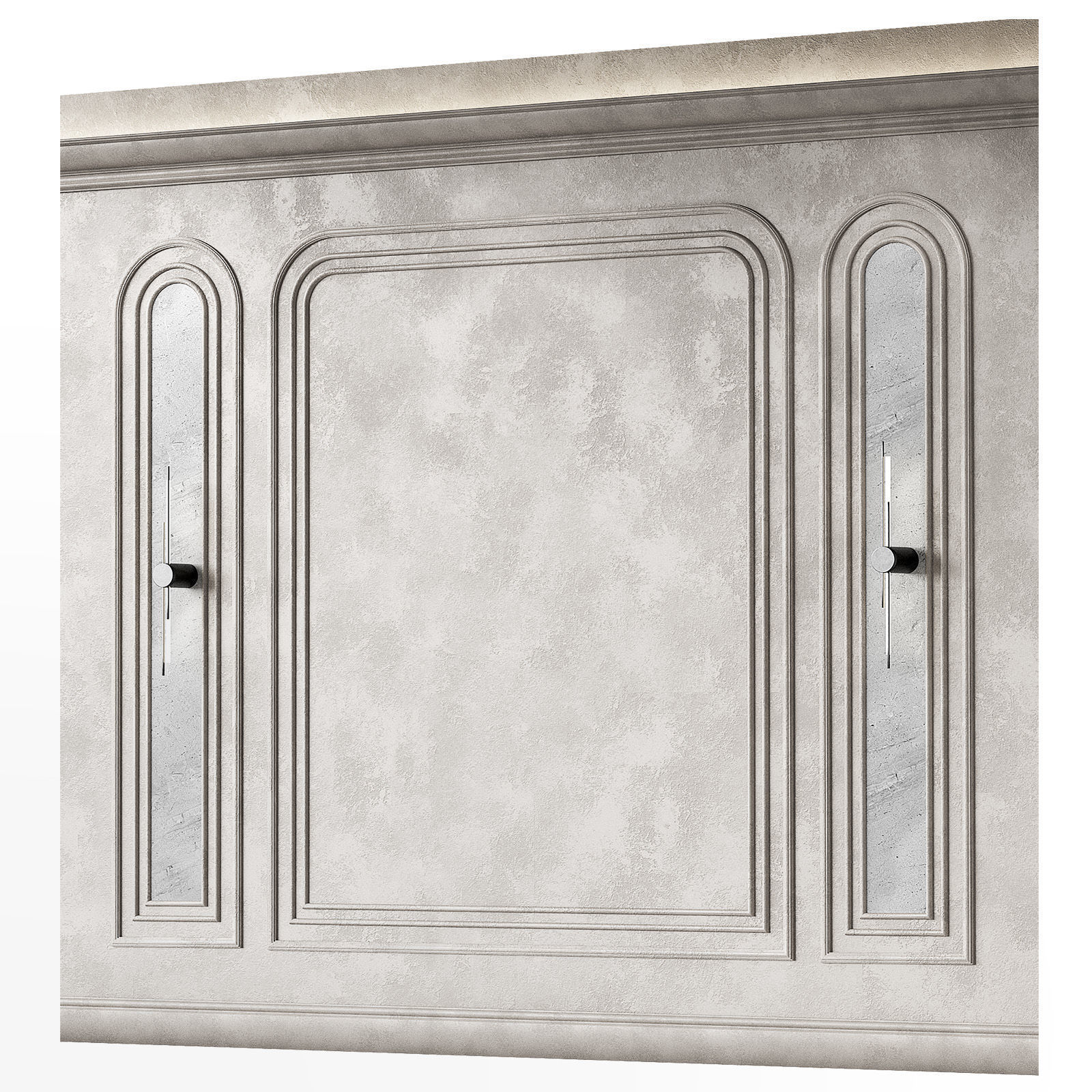 Wall decor kit with moldings Half-round stucco arches 3D model_2