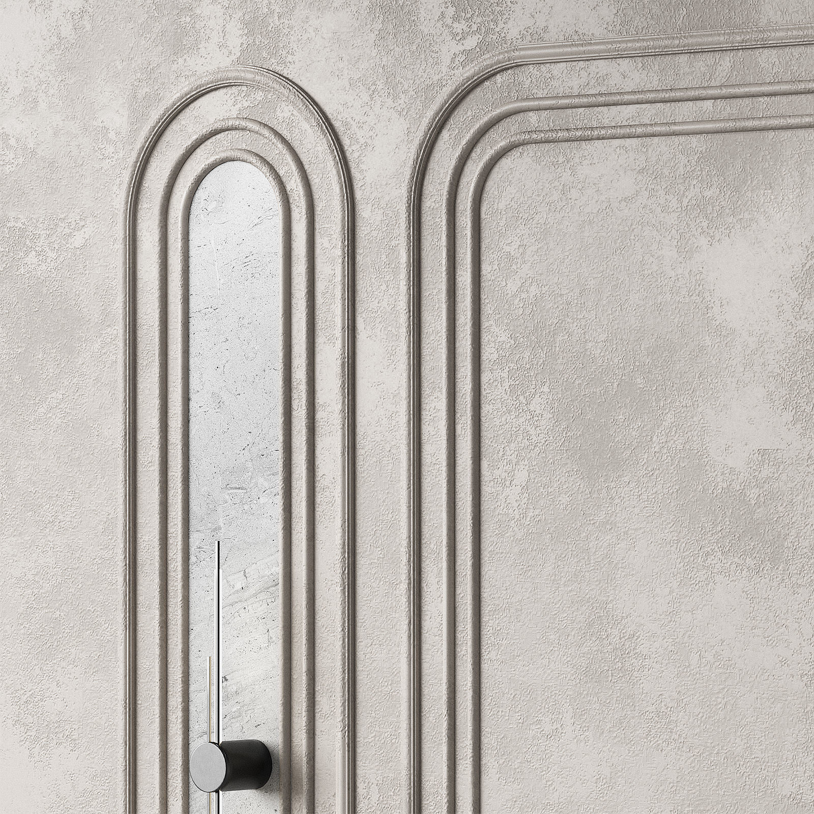 Wall decor kit with moldings Half-round stucco arches 3D model_3