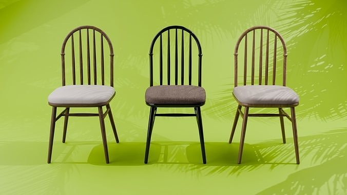 American wooden chair Low-poly 3D model