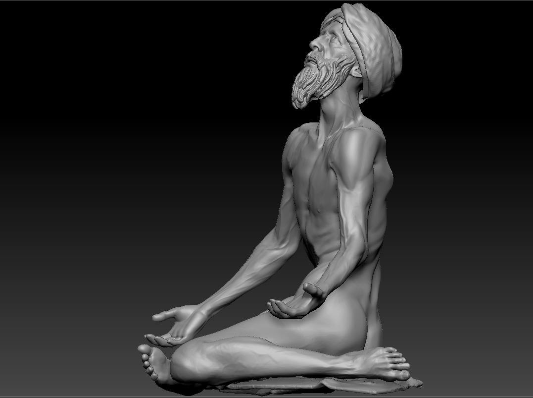  A poor elderly man - printable 3D print model_3
