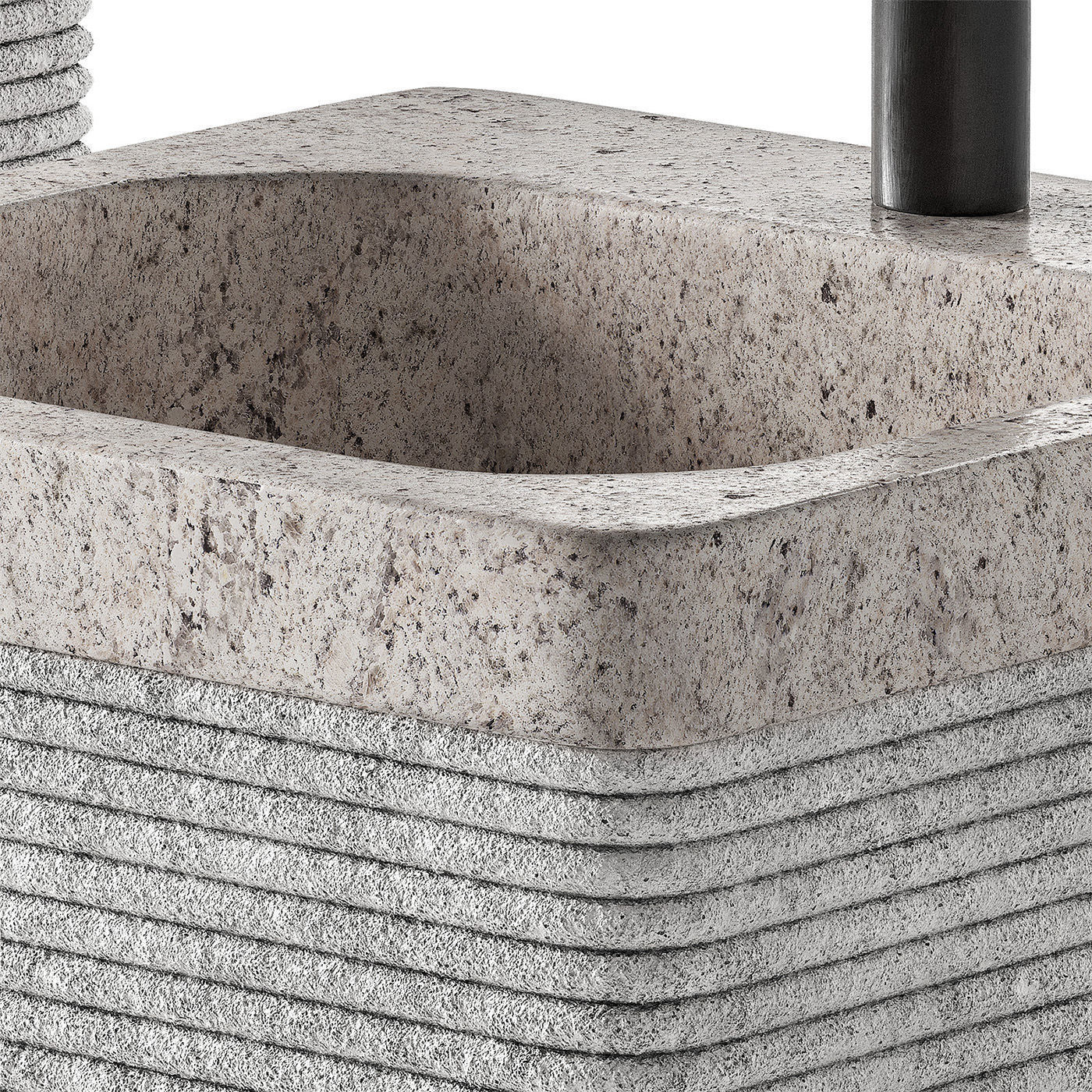 Stone Sink with Rectangular Standing Pedestal 2 color options 3D model_2