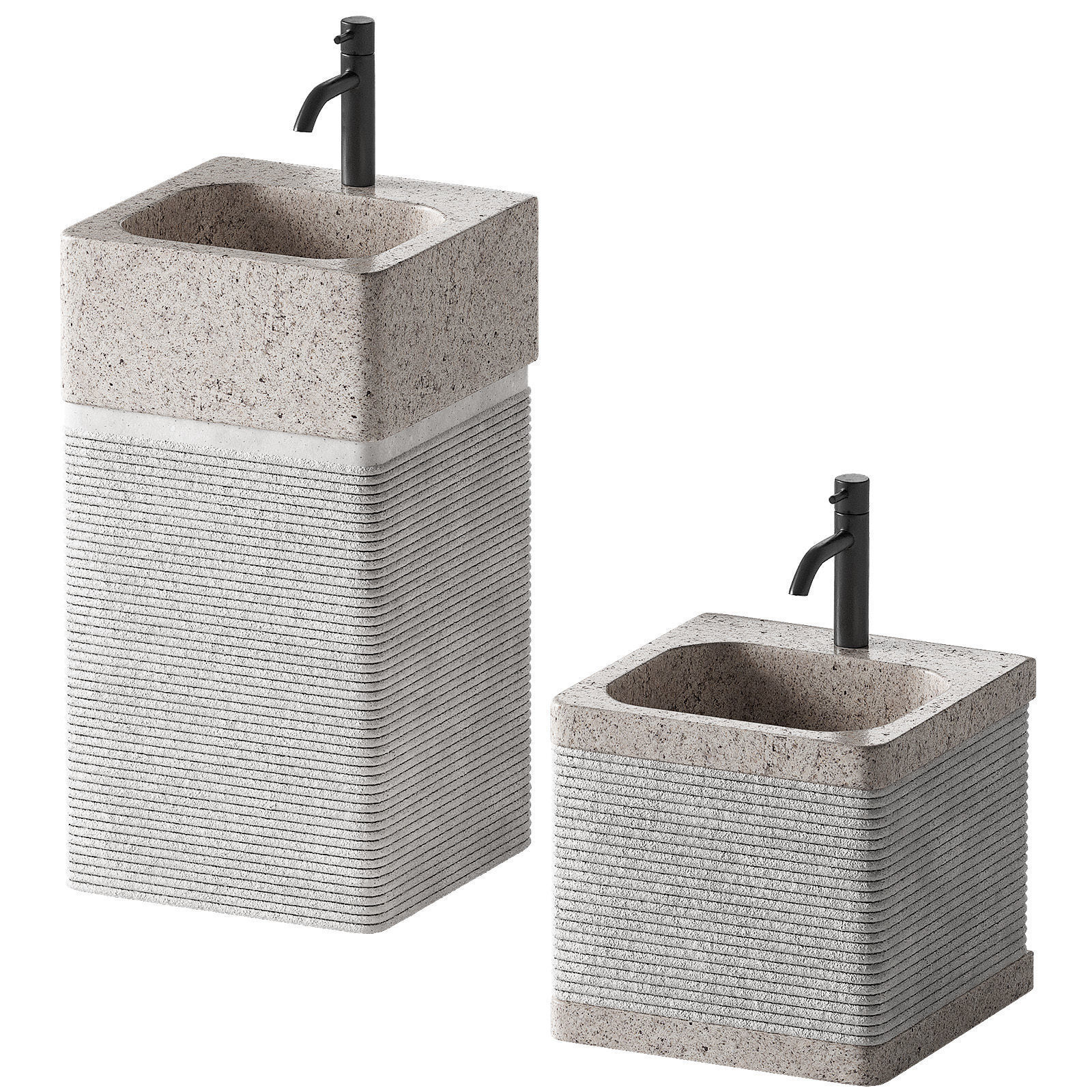 Stone Sink with Rectangular Standing Pedestal 2 color options 3D model_1
