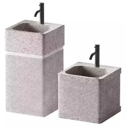 Stone Sink with Rectangular Standing Pedestal 2 color options