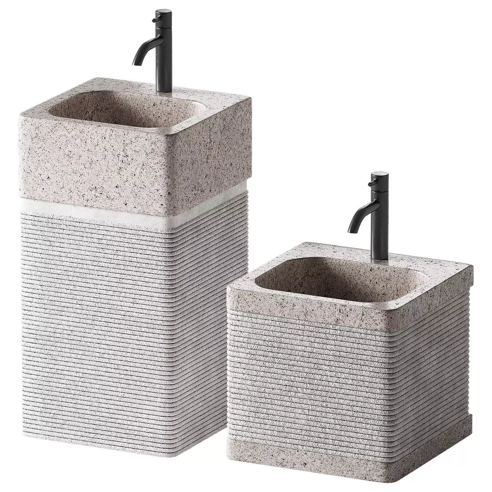 Stone Sink with Rectangular Standing Pedestal 2 color options 3D model_0