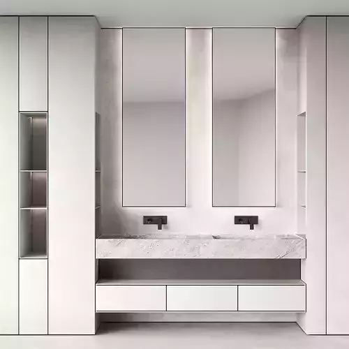 Bathroom kit Minimal furniture Rectangle mirror countertop sink