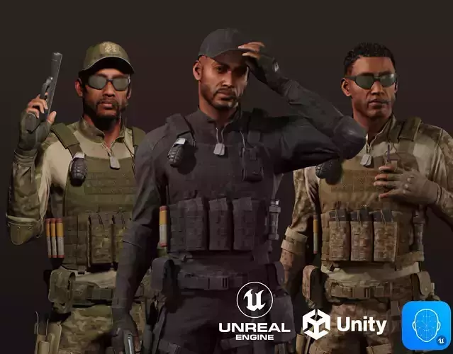 Soldier Character Ryan from Pack 2 Low-poly 3D model