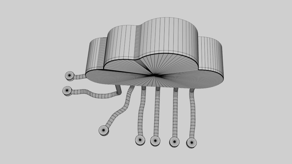 Cloud Network 3D Icon Model  Low-poly 3D model_7