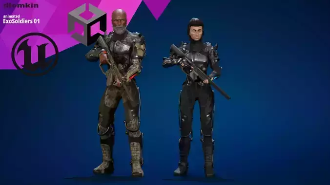 ExoSoldiers 01 Low-poly 3D model