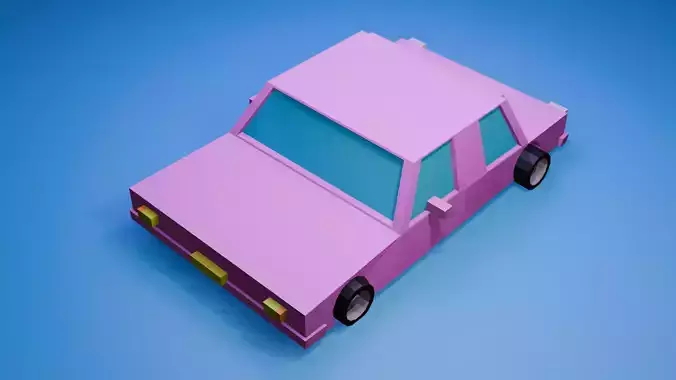 pink low poly car Low-poly 3D model