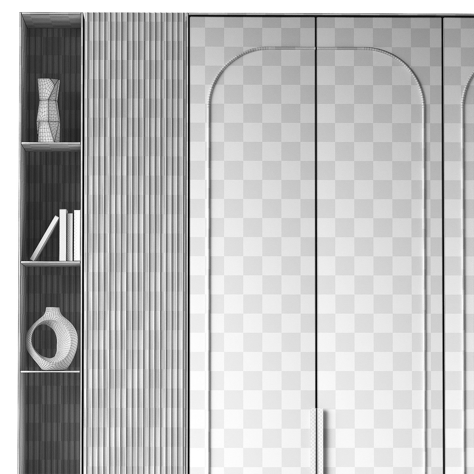 Cabinet furniture Modern minimal composition 3D model_5