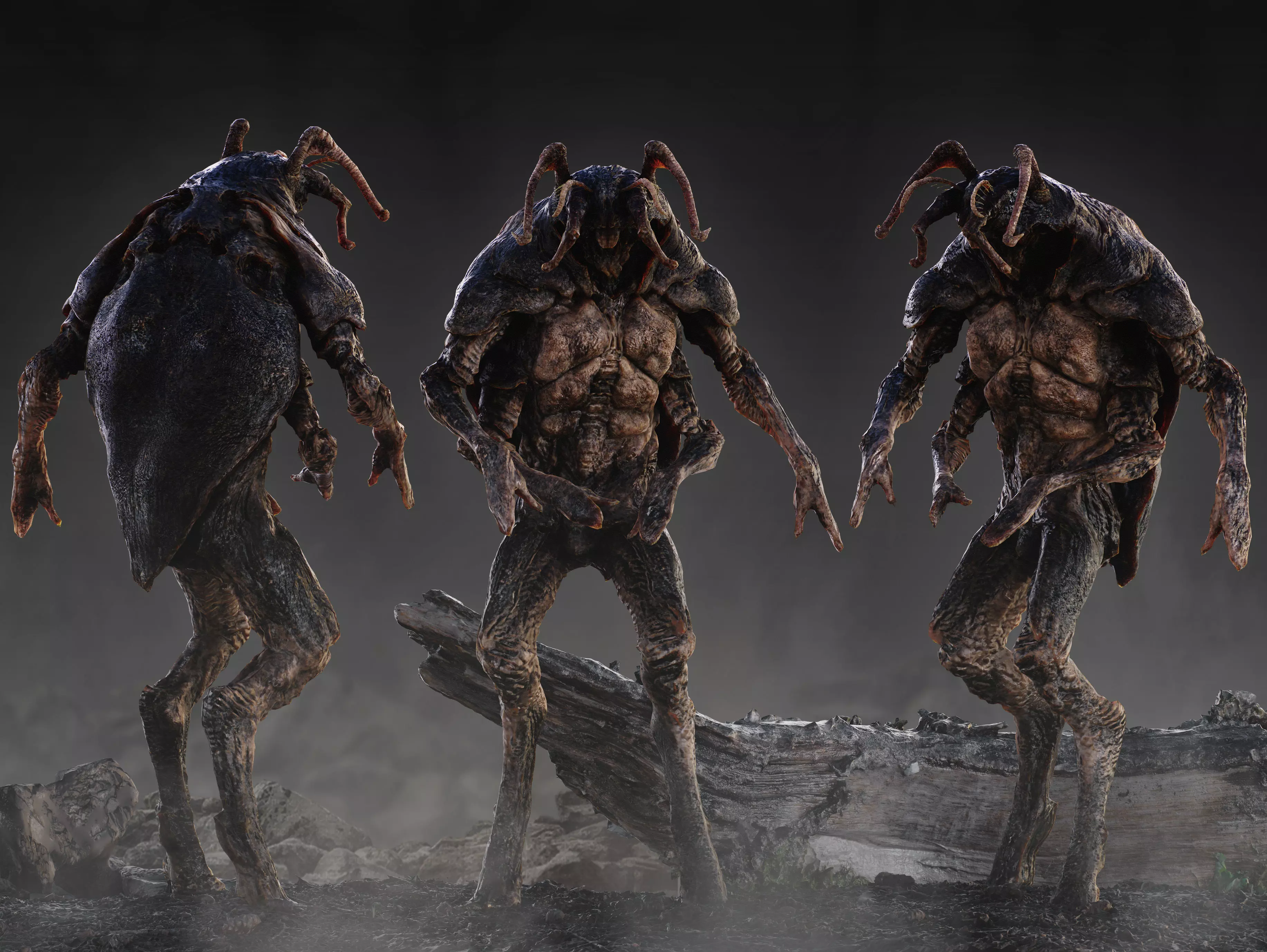 Insectoid Creature Beetle Low-poly 3D model_0