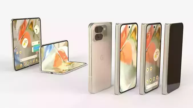 Pixel 9 Pro Fold Porcelain Rigged animated 3D model