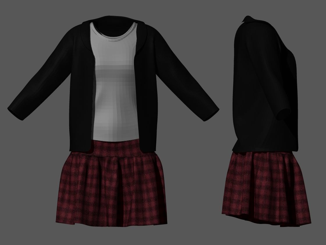 mini scurt with blazer 3D model_1