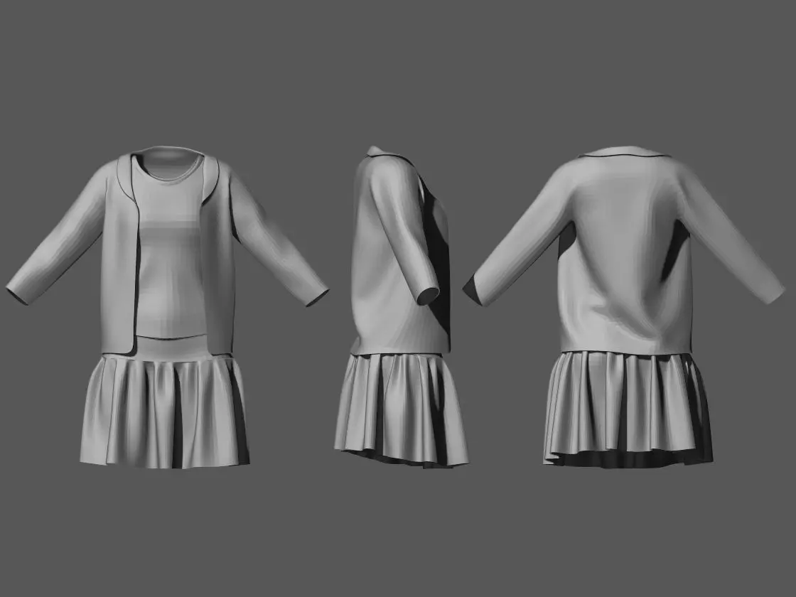 mini scurt with blazer 3D model_0