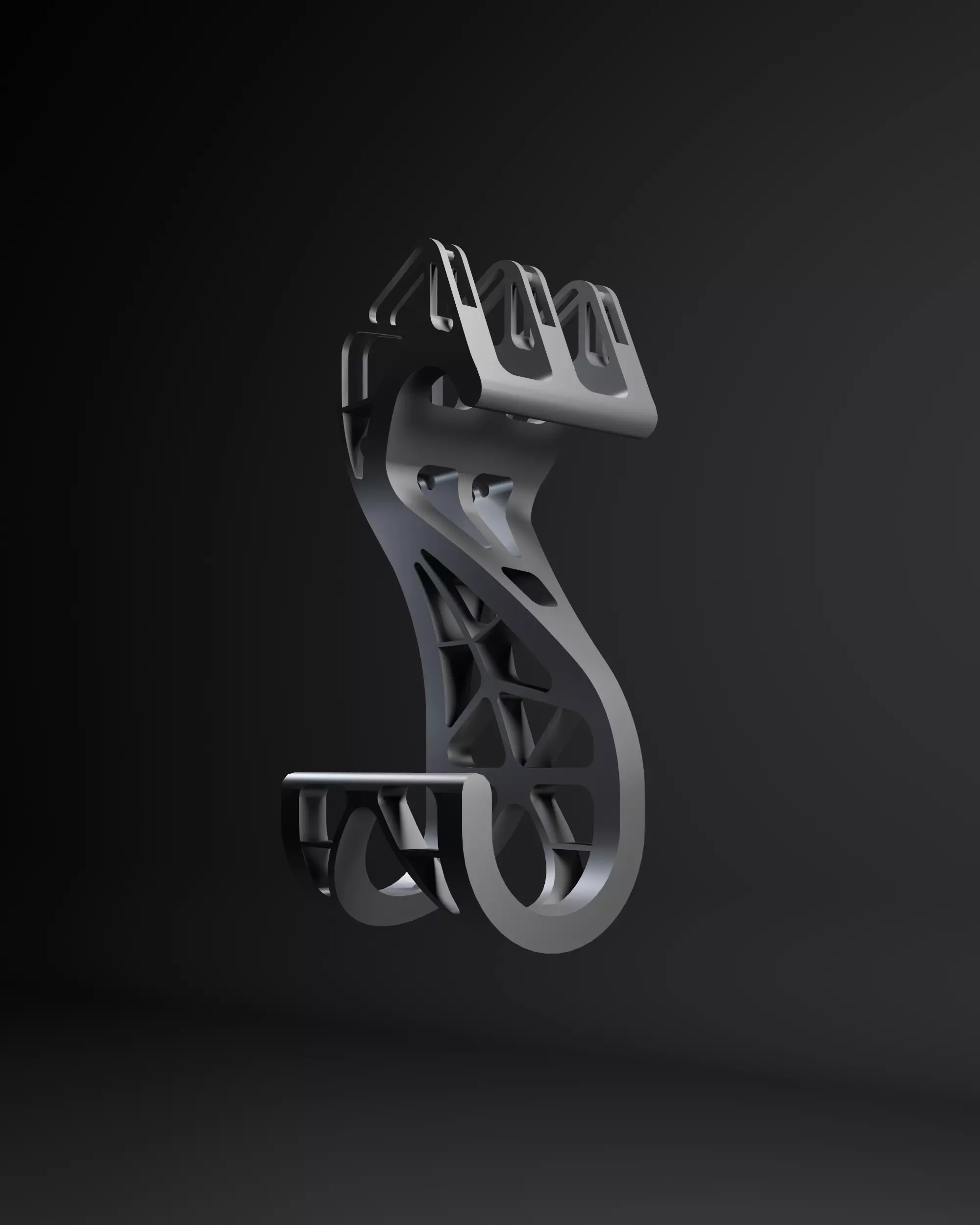 crochet double pivotant hook fasteners 3D print model_0