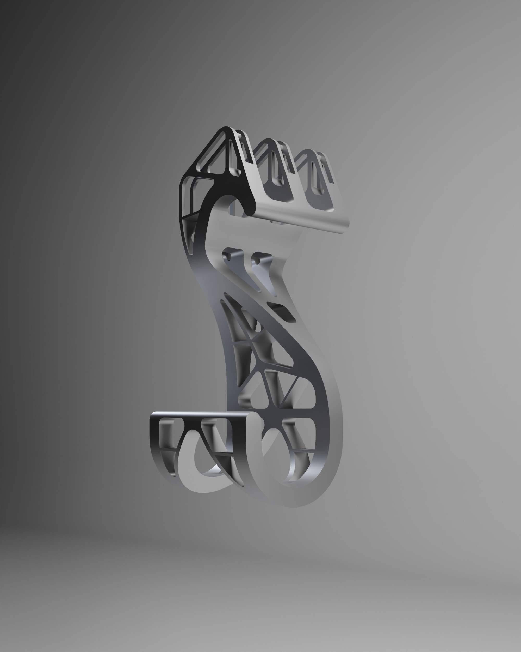 crochet double pivotant hook fasteners 3D print model_3