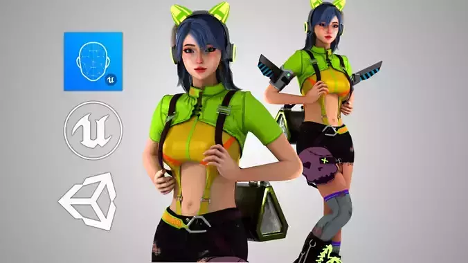 Futuristic Girl - Game Ready