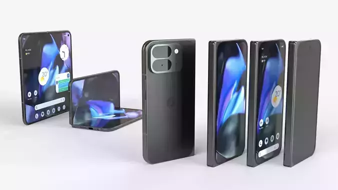 Pixel 9 Pro Fold Obsidian Rigged animated 3D model