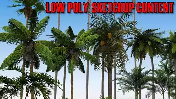 Low Poly Palms Low-poly 3D model