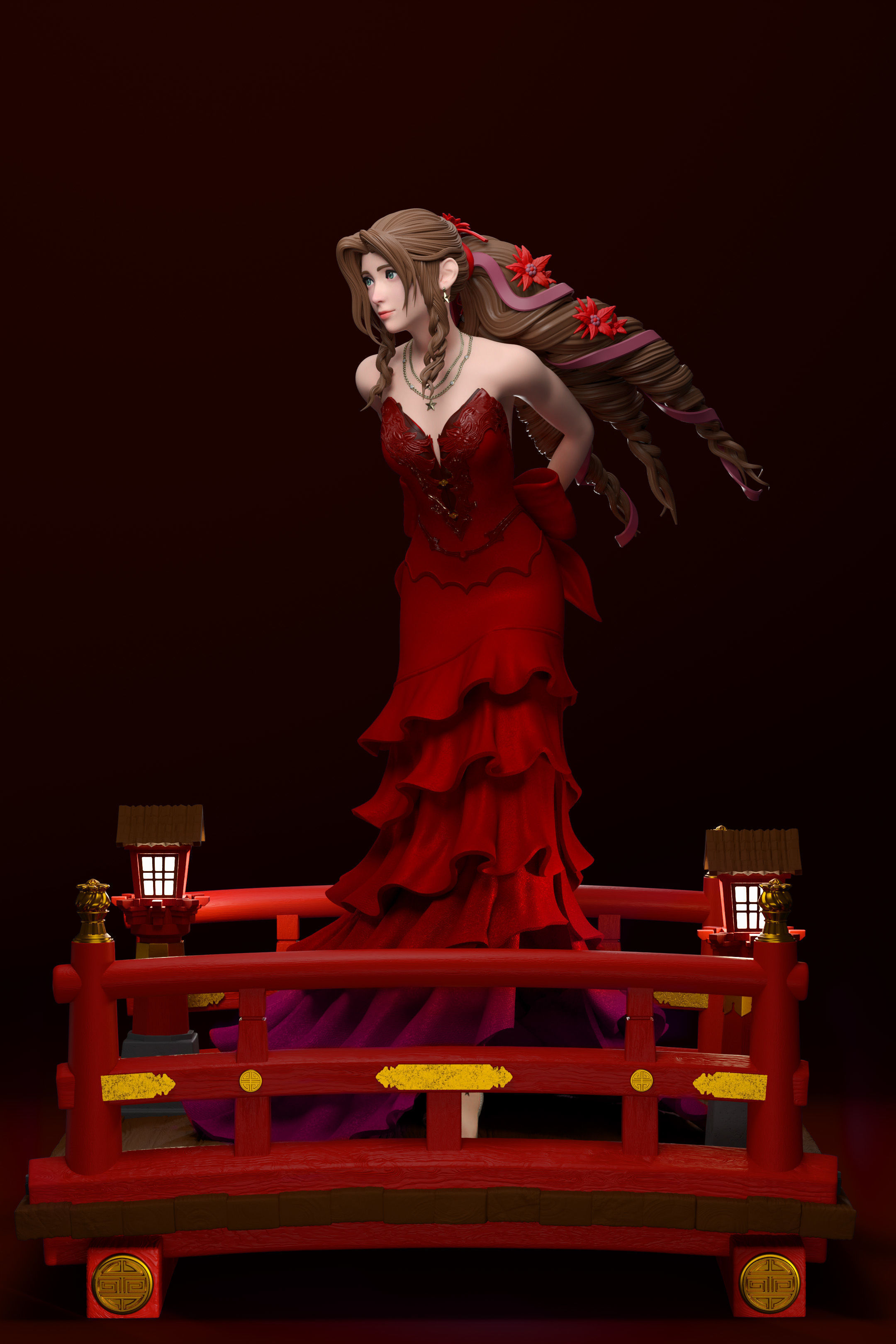 Aerith Gainsborough Sexy Red Dress - Final Fantasy VII 3D print model_4