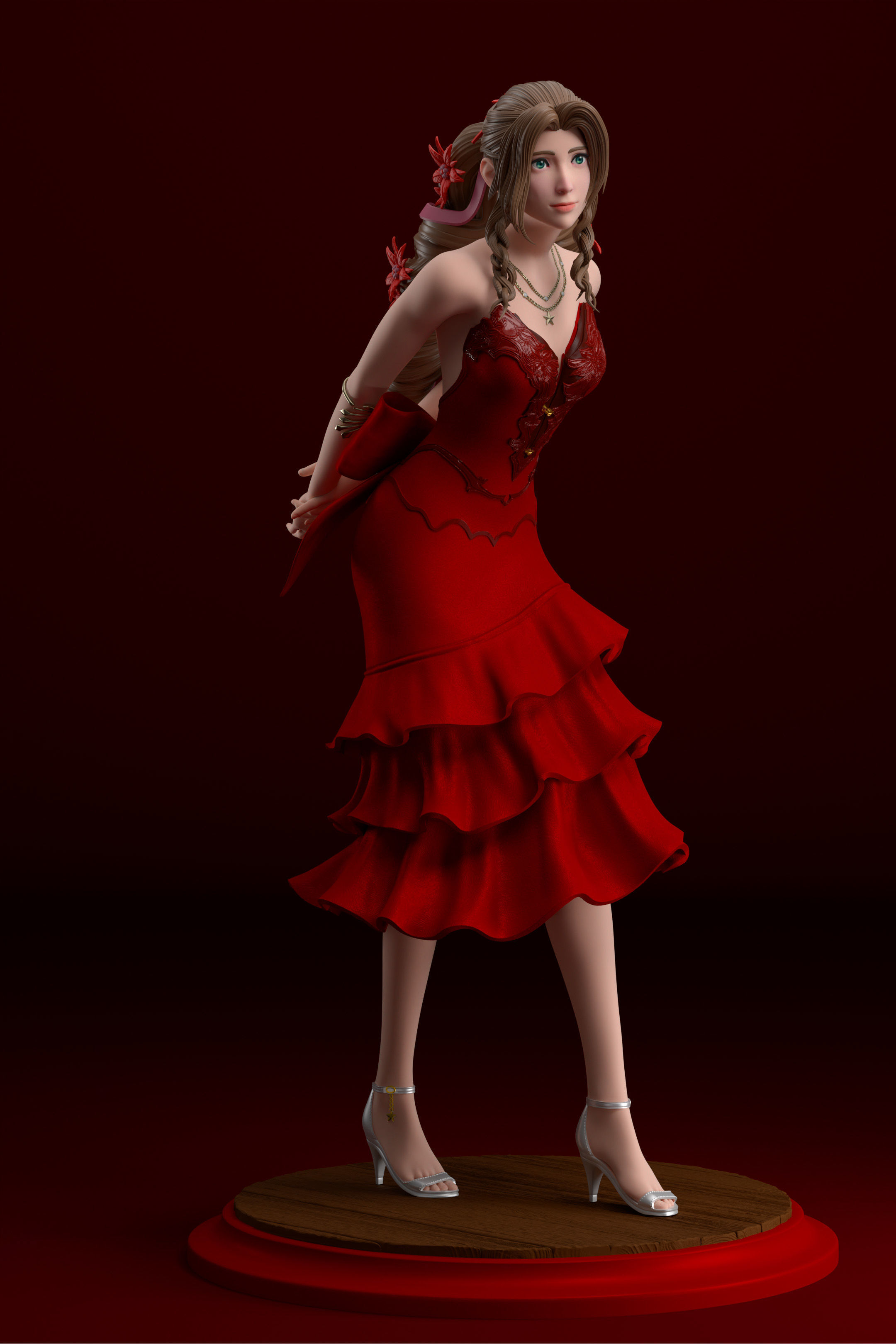 Aerith Gainsborough Sexy Red Dress - Final Fantasy VII 3D print model_7