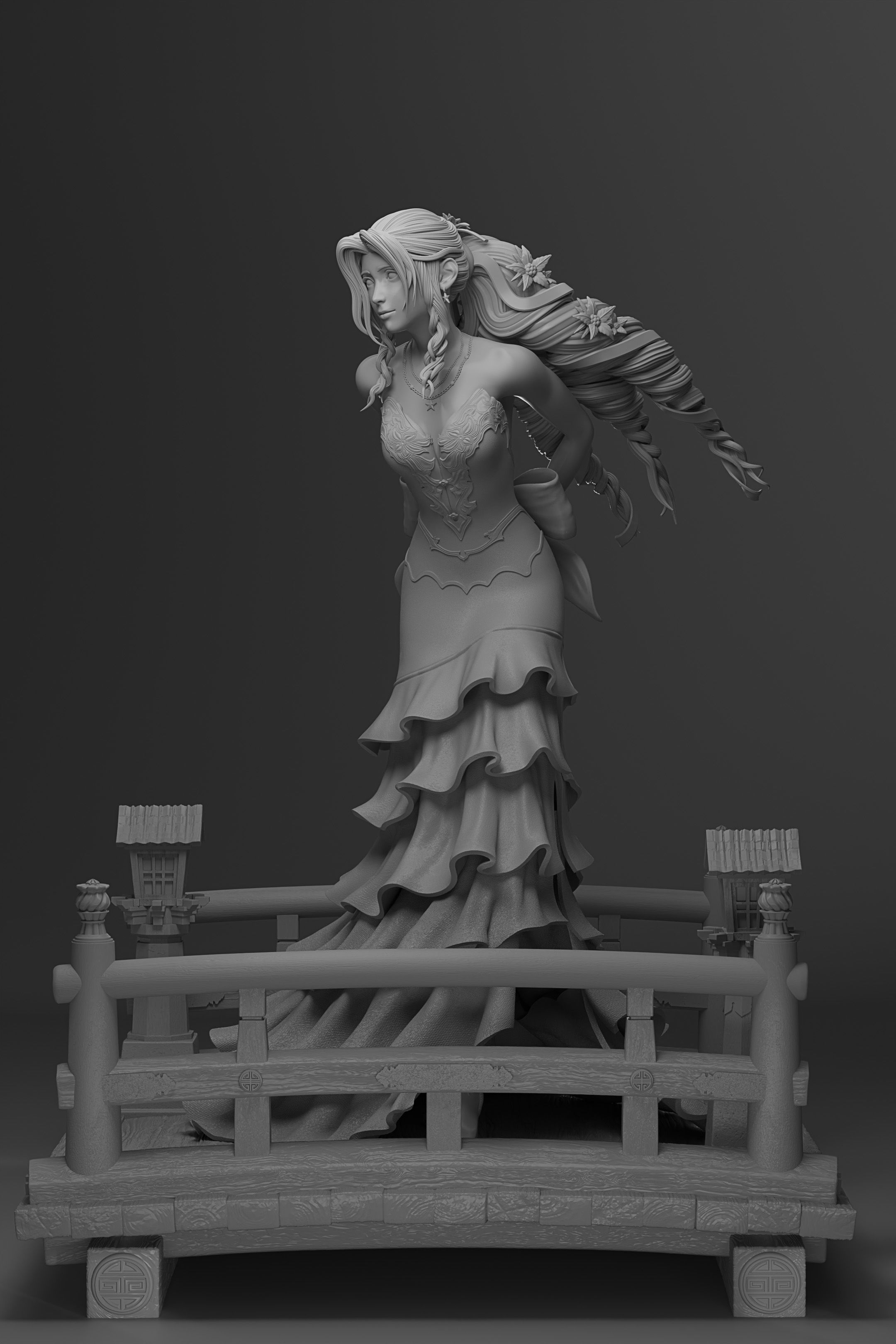 Aerith Gainsborough Sexy Red Dress - Final Fantasy VII 3D print model_10
