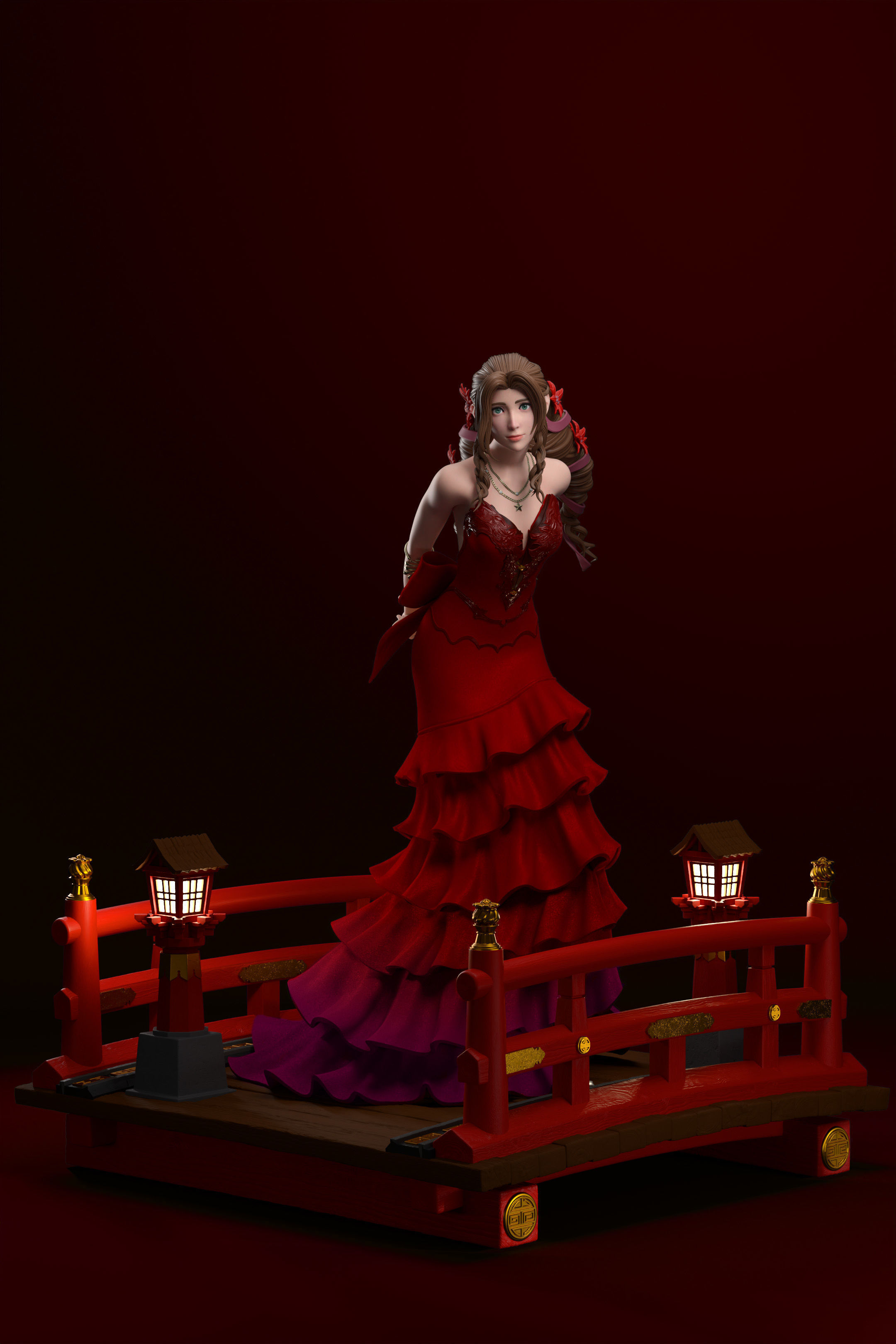 Aerith Gainsborough Sexy Red Dress - Final Fantasy VII 3D print model_3