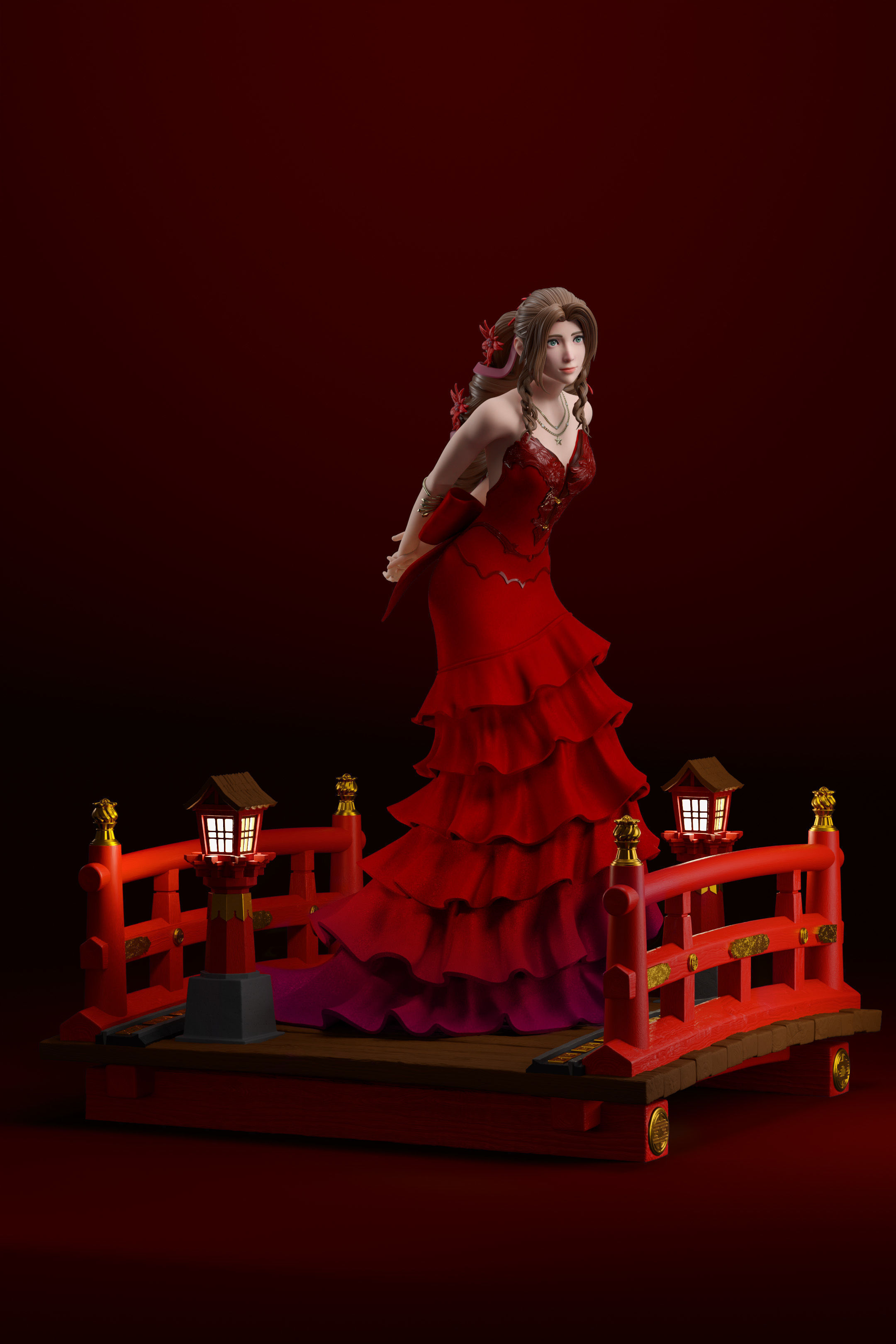 Aerith Gainsborough Sexy Red Dress - Final Fantasy VII 3D print model_2