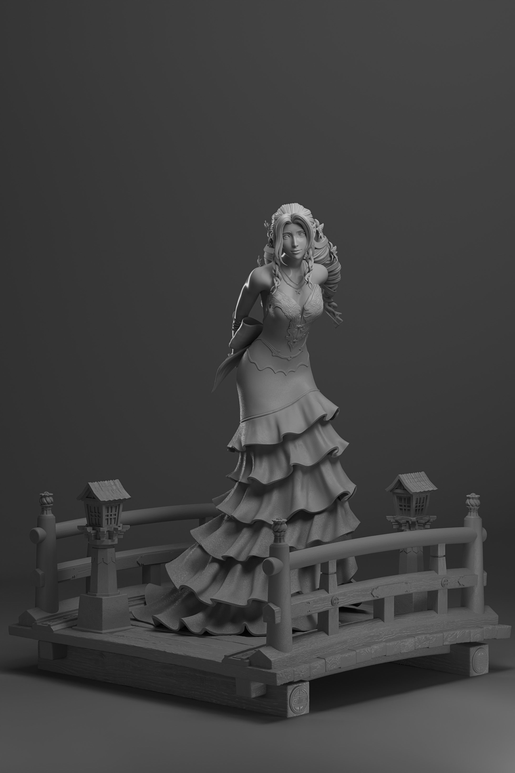 Aerith Gainsborough Sexy Red Dress - Final Fantasy VII 3D print model_9