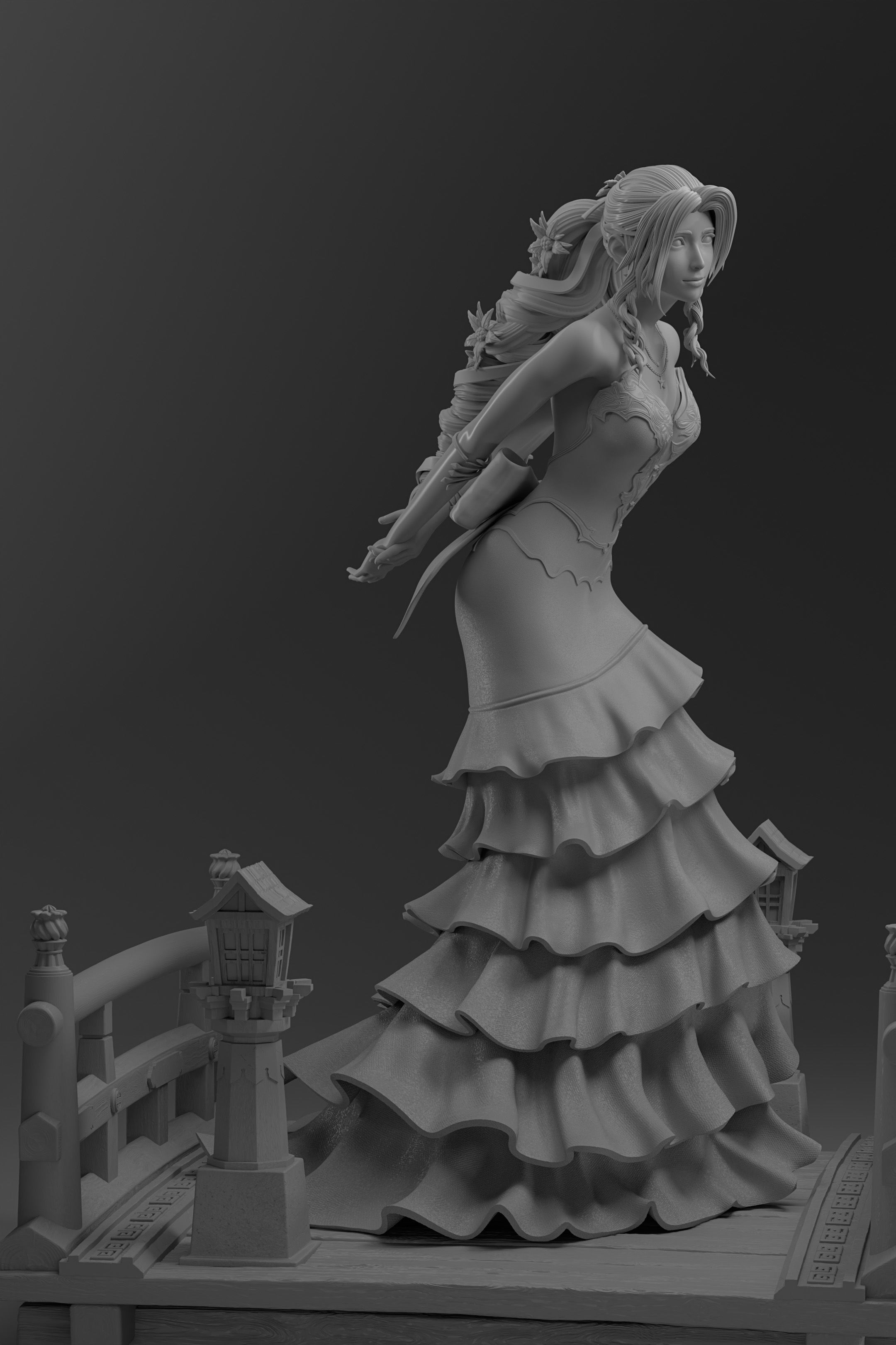 Aerith Gainsborough Sexy Red Dress - Final Fantasy VII 3D print model_11