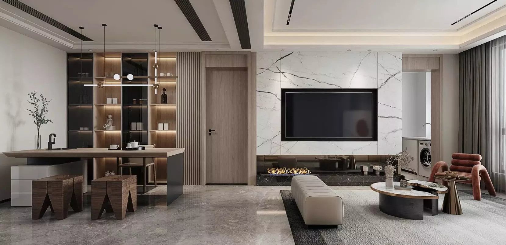 3DSMAX - Modern Dining Room Scene - Vray Render 3D model_0