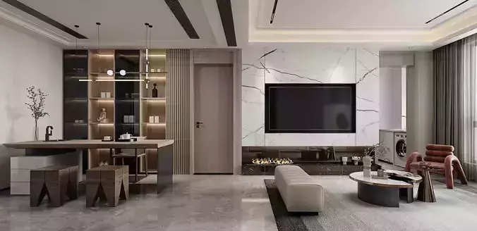 3DSMAX - Modern Dining Room Scene - Vray Render