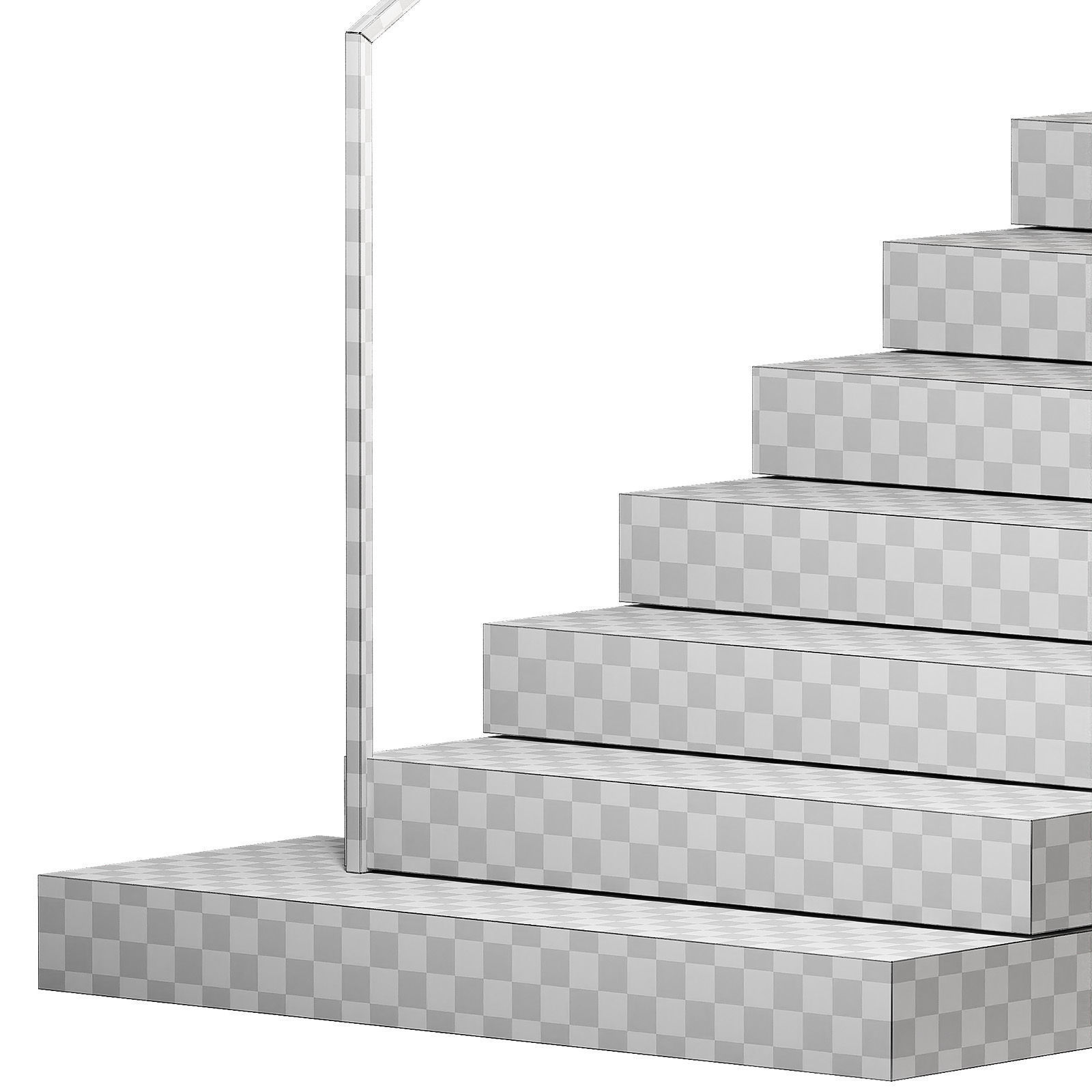 Modern Stairs Stone steps Metal glass railing marble concrete 3D model_6